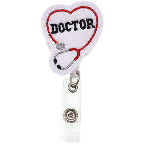Porte-badge rétractable en feutre série médicale avec <span class=keywords><strong>lettres</strong></span> (Stéthoscope, Cœur, CNA, OT, Médecin, NP, ICU, MD, RN) pour cadeaux infirmiers et porte-badges d'identification - Product Image 2