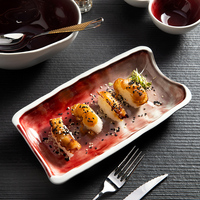 Service de vaisselle de style japonais rétro 2023 pour restaurant et hôtel, design créatif et unique, couleur rouge, pour entrées et plats principaux