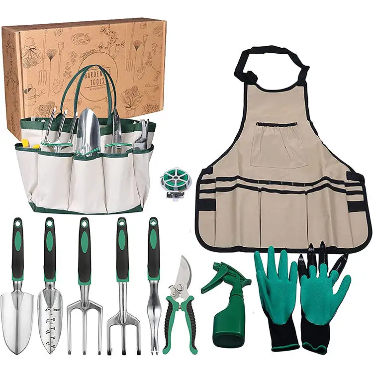 Conjunto de ferramentas manuais para jardim, 11 peças, conjunto de ferramentas de jardim em alumínio com saco