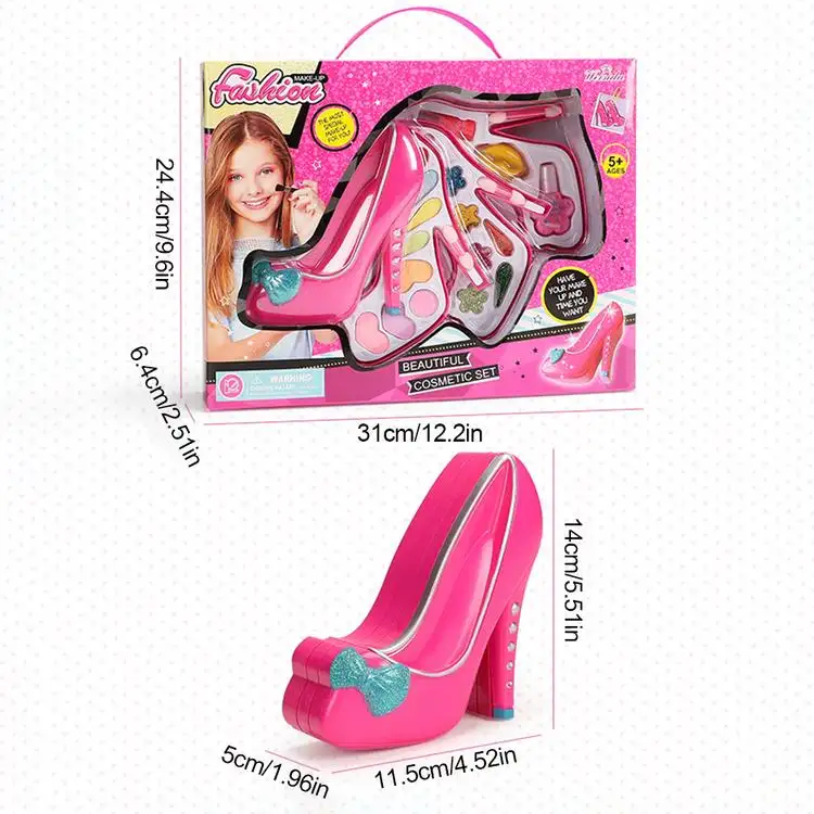 Children's Cosmetics Make-up Box Toy Set High-heeled Shoes Makeup Box Girl Jewelry Play House Princess Makeup Kit Games Gifts