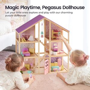 <span class=keywords><strong>Casa</strong></span> delle Bambole in Legno per Bambine - 6 Stanze, <span class=keywords><strong>Casa</strong></span> delle Bambole Fai-da-Te <span class=keywords><strong>con</strong></span> 31 Pezzi di Mobili e Accessori - Product Image 6