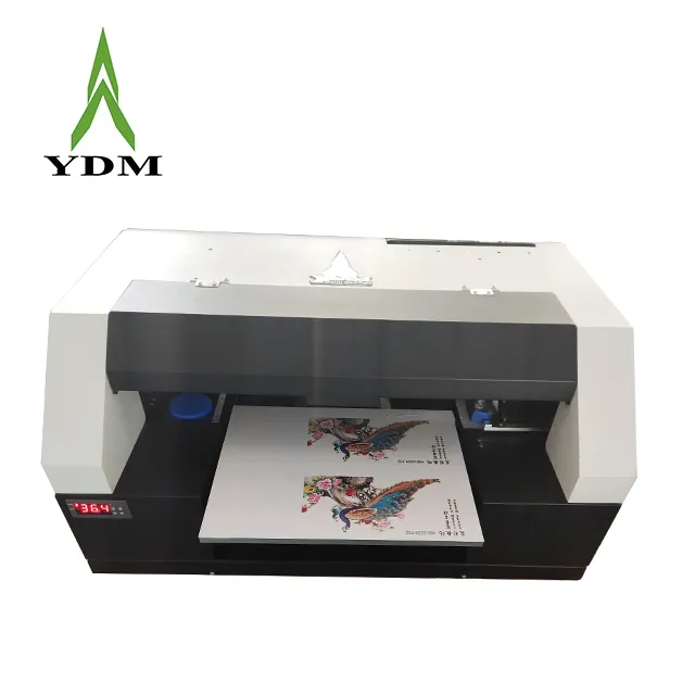 YDM เครื่องพิมพ์ดิจิตอล6สี Led อิงค์เจ็ท A4 Flatbed UV