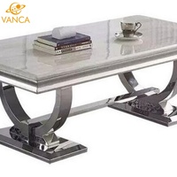 Table basse rectangulaire moderne avec plateau en marbre et structure en acier, style haut de gamme fait main, meubles de salon