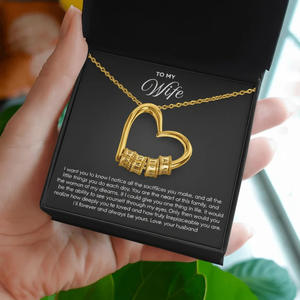 Collar con Colgante de Corazón de Cobre para Mi Esposa, con Tarjeta de Texto Personalizado y Cuentas Grabadas, Regalo Romántico Clásico Personalizado para Esposo - Product Image 2