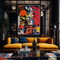 Peinture à l'huile abstraite moderne et colorée, 100% peinte à la main, peinture sur toile pour décoration murale