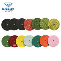 Tampons de polissage humides en diamant de 4 pouces, tampons en mousse de polissage personnalisables OEM pour le polissage du granit et du marbre, 100 mm