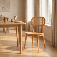Chaise de salle à manger moderne en bois massif et rotin, chaise d'appoint en bois pour restaurant, café, salle à manger à domicile
