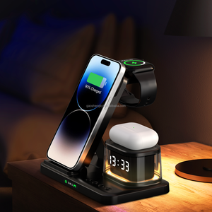 Station de charge sans fil 5-en-1 avec veilleuse LED et réveil, pliable, à charge rapide pour <span class=keywords><strong>iPhone</strong></span> 17 16 15 14, Apple Watch et AirPods - Product Image 5