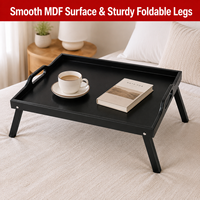 Grande table de petit-déjeuner pliante – Plateau de service en bois surdimensionné avec pieds pliables pour ordinateur portable, repas, canapé familial