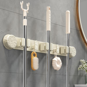 Support mural pour balai Family Prosperity, 18 pouces, rectangulaire, à ventouse, durable, gain de place, pour rangement de salle de bain - Product Image 1