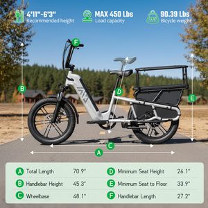 Bici Elettrica <span class=keywords><strong>Cargo</strong></span> Familiare K008 con Batteria 48V, Pneumatici Fat da 20 Pollici, Bici Elettrica da Città con Coda Lunga 750W - 1200W, Disponibile in Magazzino UE - Product Image 5