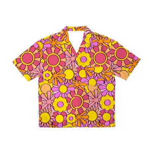2024 Customized Men's Summer Fashion Brand High Street Full Print Loose And Versatile Polo Neck Short Sleeve Shirt