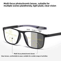 Lunettes de lecture photochromiques intelligentes à zoom éco-responsable avec verres gris, montures sport pour hommes, double usage vision de loin