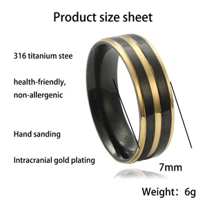 Men's Two-Tone Gold And <b>Black</b> <b>Titanium</b> Steel <b>Ring</b> Geometric Fashion Jewelry Gift - Product Image 3