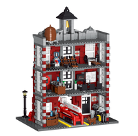 Blocs de construction modernes de caserne de pompiers XMORK, jouet éducatif en plastique ABS, ensemble de jeu de pompier pour enfants