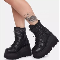Luxe Sexy grande taille à lacets dames Martin chaussures plate-forme gothique talons hauts femmes bottines