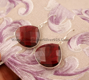 Piedra de corazón facetada de cuarzo de rubelita natural, pendiente de rubelita hecha a mano de Plata de Ley 925 para mujer - Product Image 4