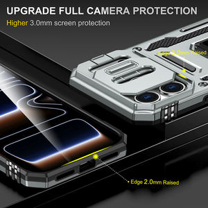 Étui pour iPhone 15 Pro anti-traces de doigts, compatible avec le support de <span class=keywords><strong>voiture</strong></span>, TPU+PC, matériau écologique, glissière pour objectif, airbags à 4 coins, béquille en métal, achat en gros - Product Image 4