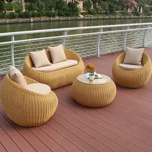 Commercio all'ingrosso per il tempo libero mobili per la casa Hotel per la conversazione all'aperto giardino Rattan divano con divano ad angolo