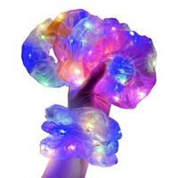 Élastique à cheveux LED lumineux en forme de côlon, en maille, pour boîte de nuit, avec bandeau clignotant, haute élasticité, forme circulaire