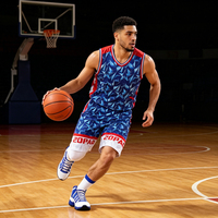 Setelan Kaos Basket Musim Panas Cetak Transfer Panas Kustomisasi Cepat Berkualitas Tinggi Baru, Bernapas dan Cepat Kering