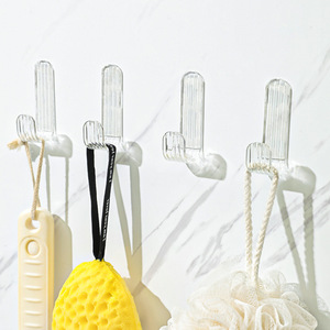 Acrylic Adhesive Hooks 4 Pack Transparent Removable For Bathroom Door Use - Product Image 1