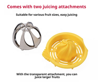 Handmatige citruspers met ingebouwde maatbeker en rasp, handmatige fruitpers voor citroenen en sinaasappels