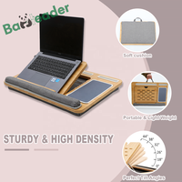 Support d'ordinateur portable réglable en bambou moderne pliable pour bureau à domicile avec grande fente pour tablette et trous de refroidissement pour poignets souples