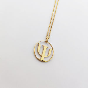 Collier personnalisé à initiales style Psi Collier de sororité lettre grecque Psi Charme de fraternité Or 18K Symbole Psi en acier inoxydable - Product Image 4