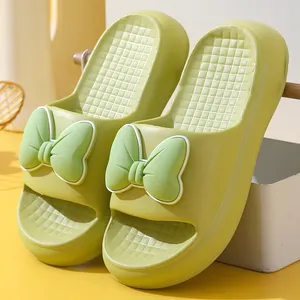 Flats Heel Bowtie Beach Straight Line Slippers Fashion Women Summer Sandals Casual Bath Slippers With Wholesale Price