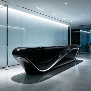 Bureau d'accueil moderne de luxe sur mesure en fibre de verre, comptoir d'accueil personnalisé de forme artistique pour l'intérieur de villa - Product Image 6