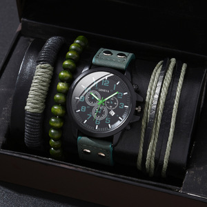 Commercio all'ingrosso orologi Vintage da uomo bracciale Set di gioielli sport in pelle PU orologi da polso <span class=keywords><strong>nero</strong></span> per gli uomini Set regalo <span class=keywords><strong>orologio</strong></span> Relogio - Product Image 1