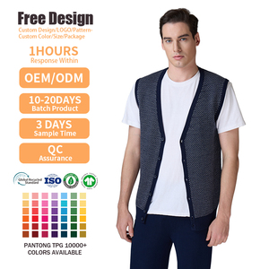 Gilet classique sans manches en laine mérinos 100 % tricotée pour homme, col en V boutonné, style décontracté hiver, OEM - Product Image 2