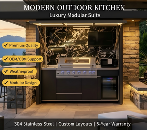Système de cuisine extérieure moderne et tendance, intégré et modulaire, en bois massif avec acier inoxydable 1. Intégration multifonctionnelle - Product Image 1
