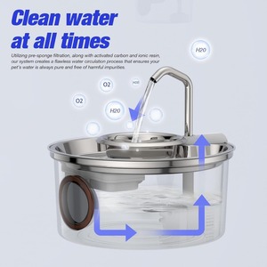 Fuente de agua LED de apagado automático para gatos y perros, alimentador de agua de plástico para mascotas con fuente de alimentación de carga, diseño de cuenco de flores - Product Image 4