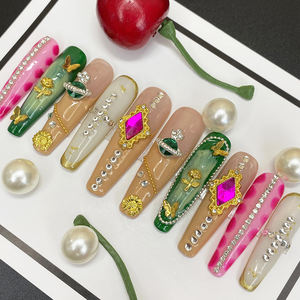 Diseño de salón Y2K estilo francés <span class=keywords><strong>uñas</strong></span> postizas arte Artificial completamente decorado lujo acrílico hecho a mano Prensa en <span class=keywords><strong>uñas</strong></span> con herramientas de pegamento - Product Image 3