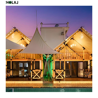 Tente de camping en toile Holaj Safari Glass pour toutes les saisons - Dimensions personnalisables, grand espace, forme ovale à coque rigide pour événements et hôtels