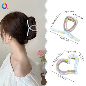 QIYUE, pinzas para el cabello con bloque de color que gotea aceite, cola de caballo pequeña, clip para agarrar el cabello en espiral, clip cruzado de tiburón de amor, accesorios para el cabello para mujer - Product Image 3