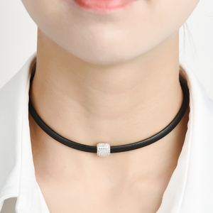 LUOTEEMI Geometrica Zircon di Fascino Con Nero Treccia di Cuoio Handmade Chocker Colar <span class=keywords><strong>Collana</strong></span> Per Le Donne - Product Image 6