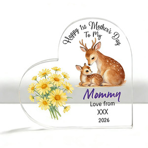 Recuerdos Personalizados para Fiestas, Regalos para Baby Shower, Recuerdos para Invitados, Regalos para el Primer Día de la Madre, Bloque Acrílico con Forma de Corazón, Regalo para el Día de la Madre - Product Image 5