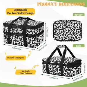 Fashion Cow Print Insulated Cooler Bag Animal Print Zipper Closure Food Storage Double Insulated Casserole Carrier for Picnic - Product Image 4