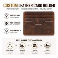 Porte-cartes en cuir marron vintage, portefeuille fin avec aspect cuir vieilli et encoche géométrique pour le pouce, idéal pour les collections de marques de détail