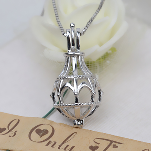 Wholesale <strong>Pearl</strong> Party S925 <strong>Sterling</strong> <strong>Silver</strong> Angel Wing Akoya Single <strong>Pearl</strong> Cage Pendants <strong>Necklace</strong> Mounting - Product Image 2