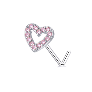 Venta al por mayor 20G Tornillo en forma de rosa CZ corazón hoja nariz anillo chapado en oro Piercing para el cuerpo joyería para mujeres - Product Image 5