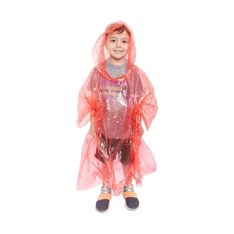 Plastic Waterproof Emergency Rain Coat Poncho for Kids Adults