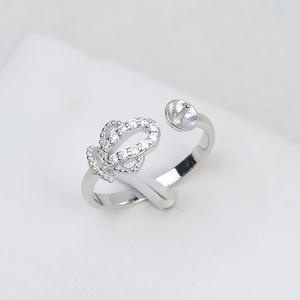 Anneau ouvert en argent S925, accessoire de bricolage, couronne de reine, version coréenne, anneau ouvert réglable, support semi-fini, anneaux de mode - Product Image 2