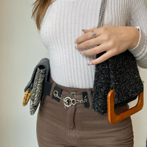 Borse Mini da Donna Personalizzate in PVC Ecologico e Cotone, Materiali Sostenibili, Fatte a Mano in Italia, Stile Rock Classico, Per Tutte le Stagioni - Product Image 1