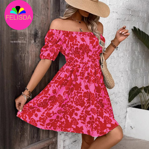 Moda zarif kadın seksi Midi elbise etek yaz Backless baskı kısa elbiseler Robe şezlong Vestidos askısız rahat elbiseler - Product Image 1