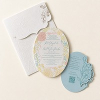 Ensemble de cartes de mariage prédécoupées en papier de qualité supérieure, rose pâle, vert menthe, motif botanique en relief, thème jardin romantique, finition mate, pour Noël et anniversaire