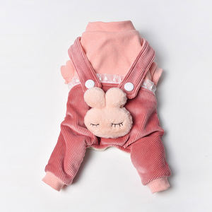 Roupas de outono e inverno para animais, roupas de veludo quente, coelho, alça para cabeça de cachorro, casaco de algodão com quatro pernas, gato - Product Image 3